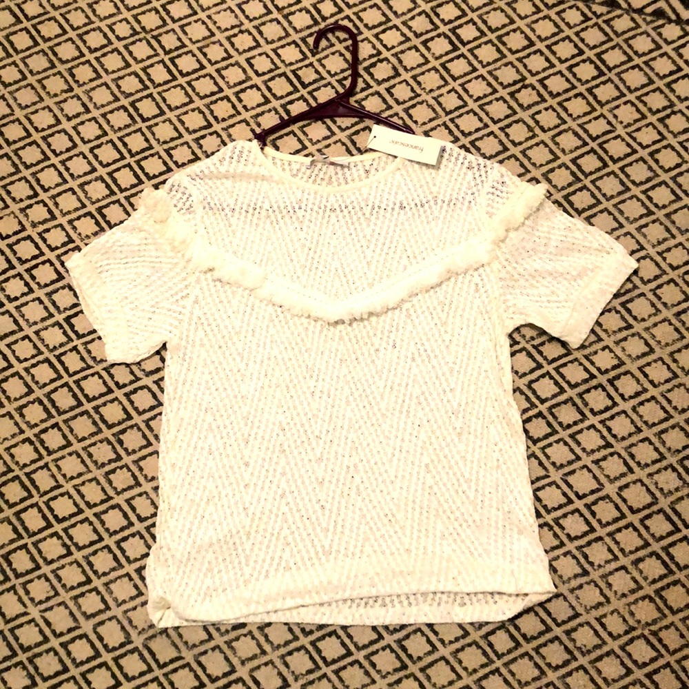 Francescas cream off white lace top with fringe detail size XS